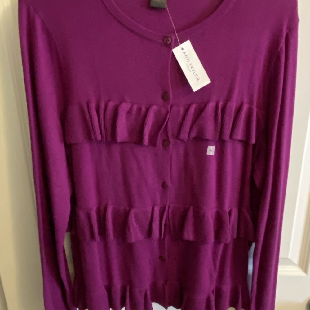 Ann Taylor Ruffled Cardigan Sweater